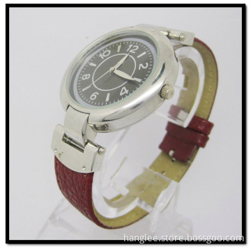 Quartz Analog Watch Leather Band with Stainless Steel Case